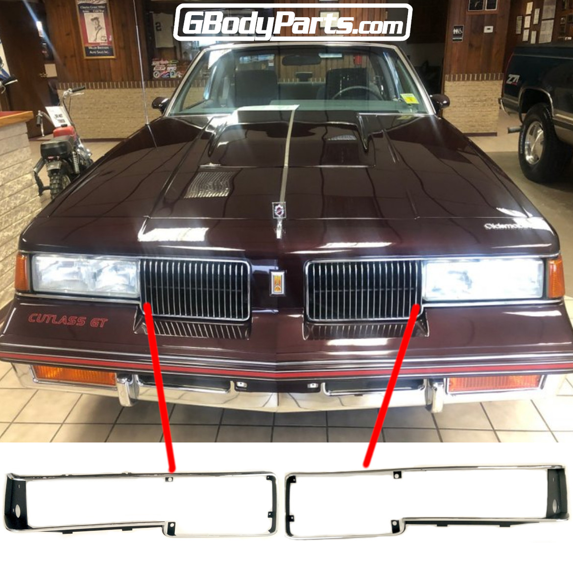 1987-1988 Oldsmobile Cutlass 442 Salon Euro Headlight Trim Bezels GM# 22528715 GM# 22528714