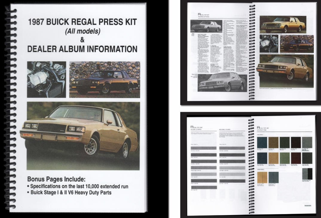 1987 Buick Regal Press Kit (All Models) and Dealer Album Information Booklet