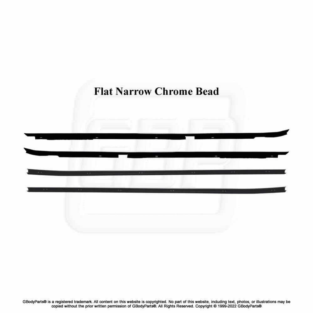 81-87 Regal Flat CHROME O.E. Style Window Felt Dew Sweep Set Inner & Outer 4pc