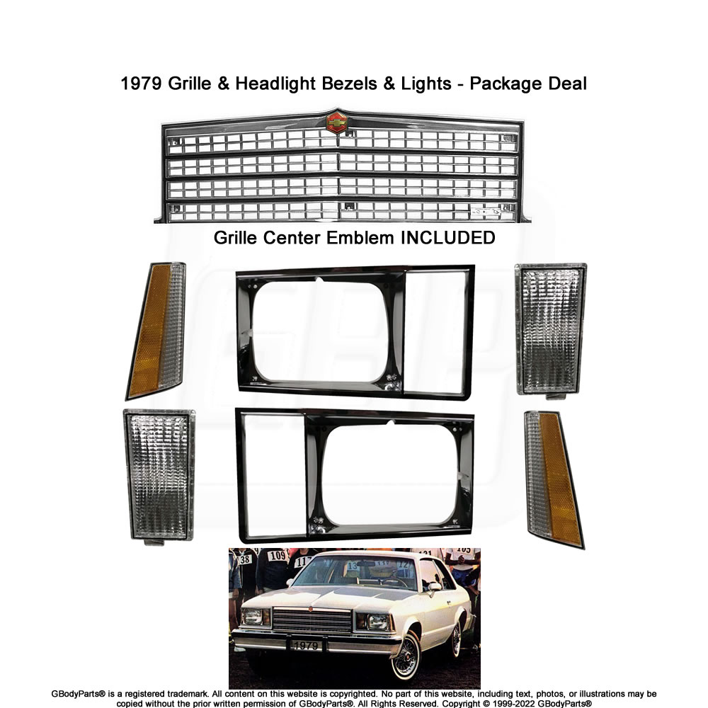 1979 Malibu El Camino Grille Headlight Bezel Marker Turn Signal Lamp Light Set
