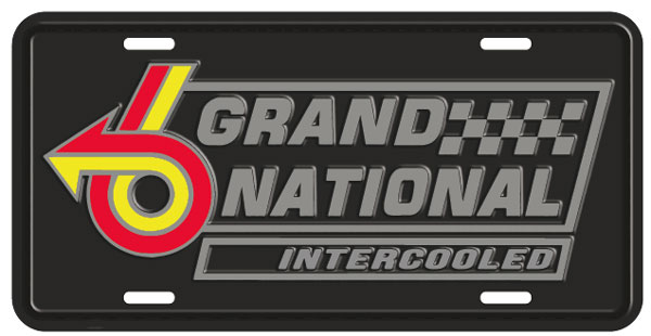Grand National Intercooled License Plate Stamped Aluminum