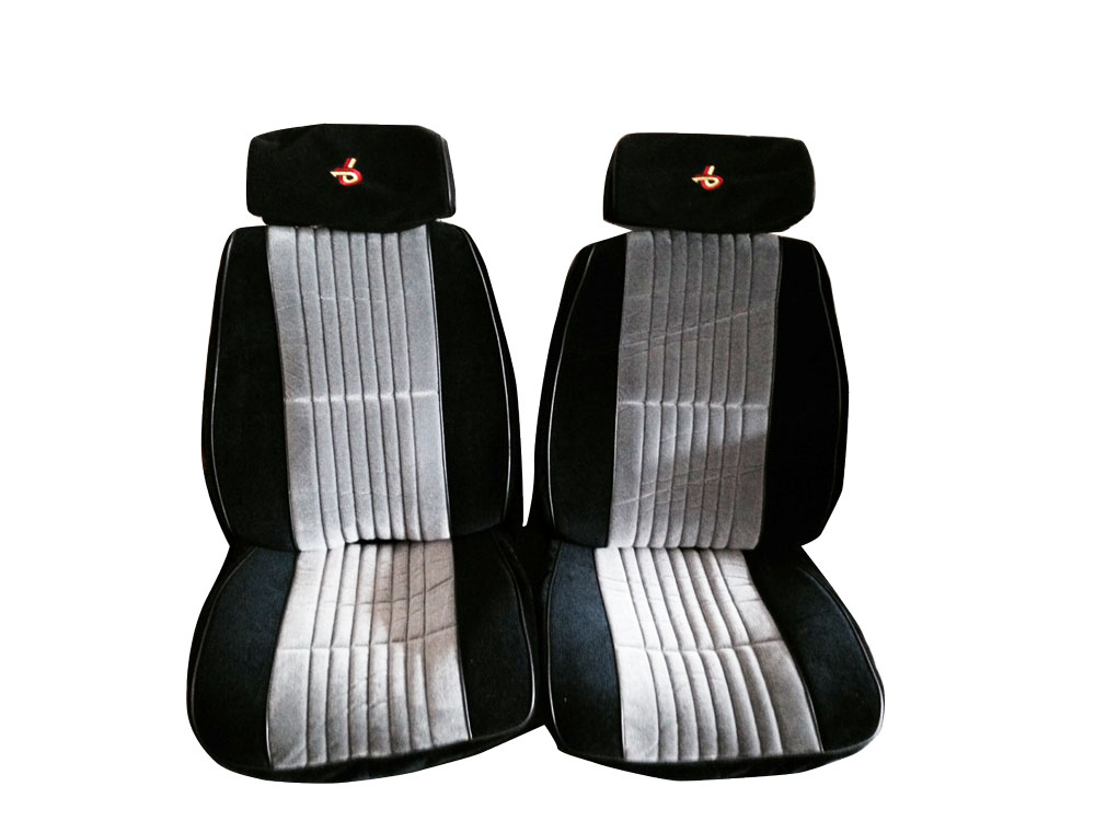 Grand National Reproduction Material Front Bucket Seat Covers with Embroidered Head Rests Grand National Reproduction Material Front Bucket Seat Covers with Embroidered Head Rests