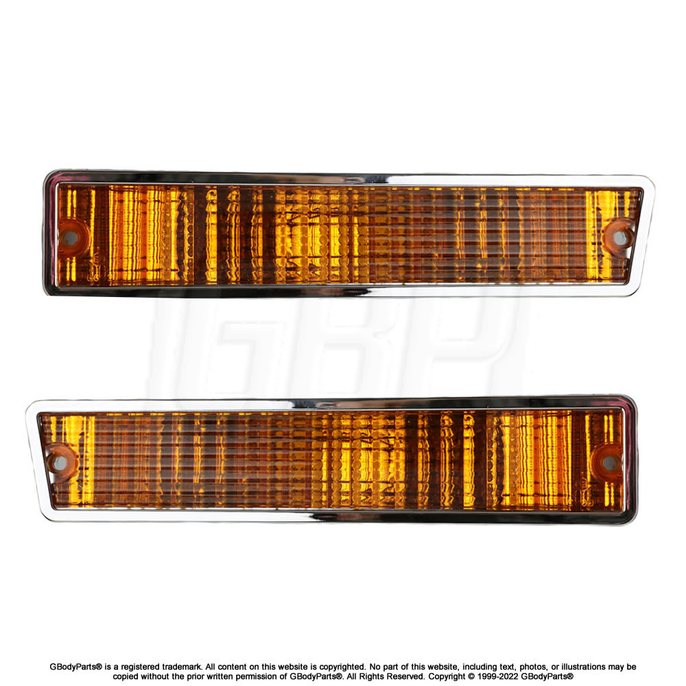 81-88 Cutlass Front Bumper Parking Marker Turn Light Lamp Lens AMBER PAIR