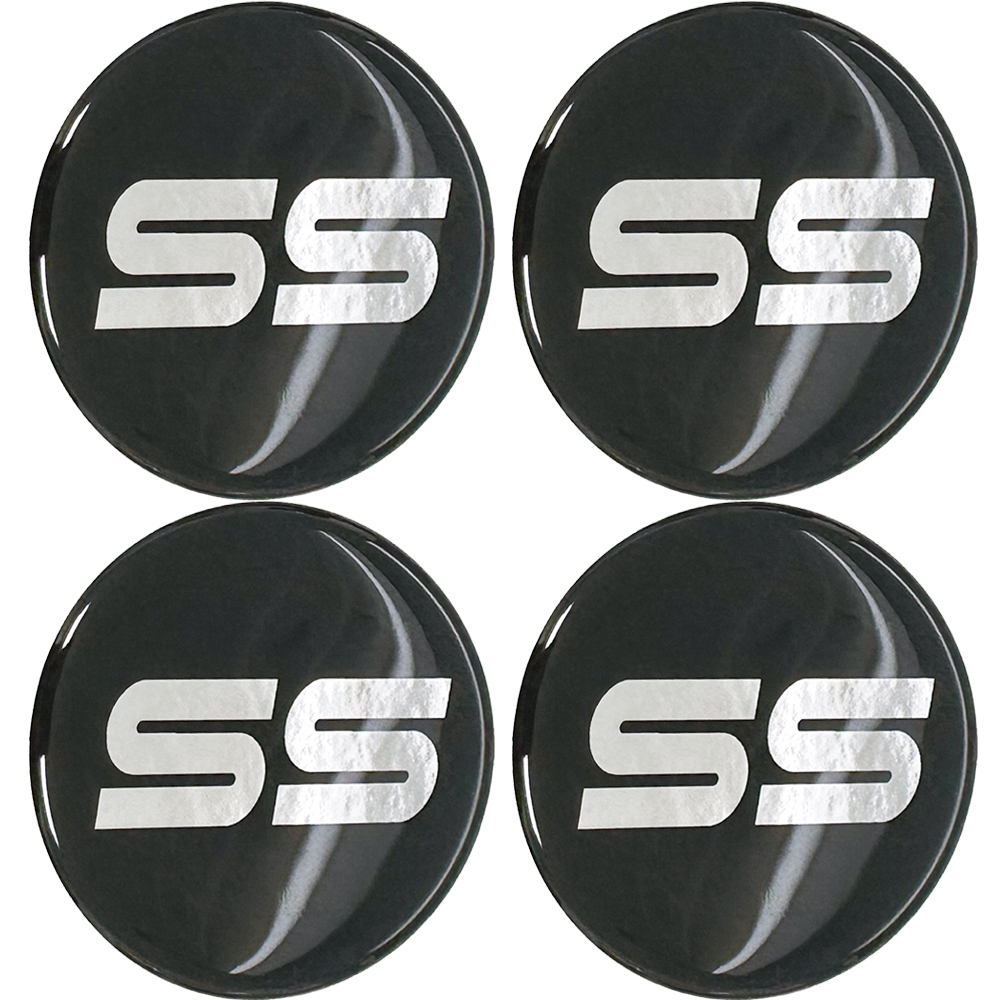 Chevrolet Monte Carlo, El Camino, Malibu SS Silver Domed Center Cap Inlay Decal Silver Set of 4