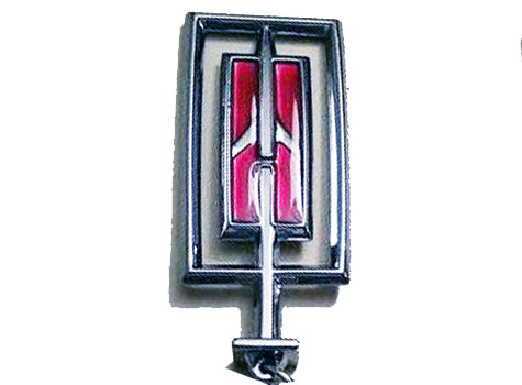 78-80 Oldsmobile Rocket Logo Header Panel Ornament Emblem 78-80 Oldsmobile Rocket Logo Header Panel Ornament Emblem
