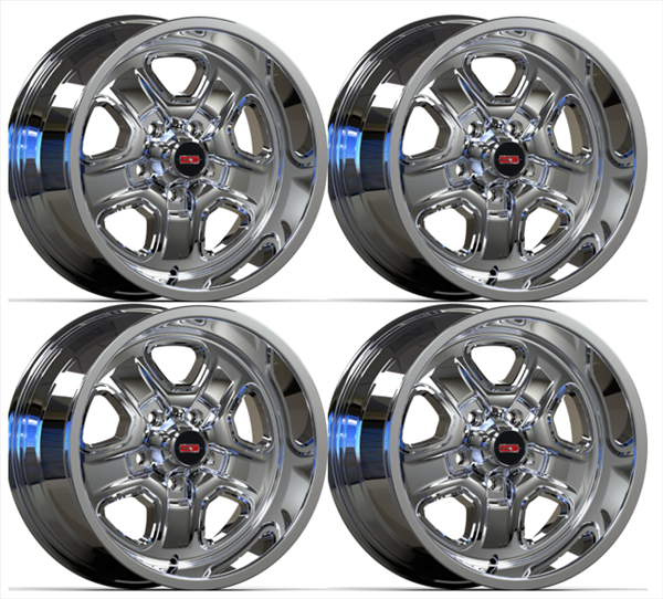 Chrome Plated ALUMINUM SUPER STOCK II Set of 417 X 9 with 5.125" Backspacing