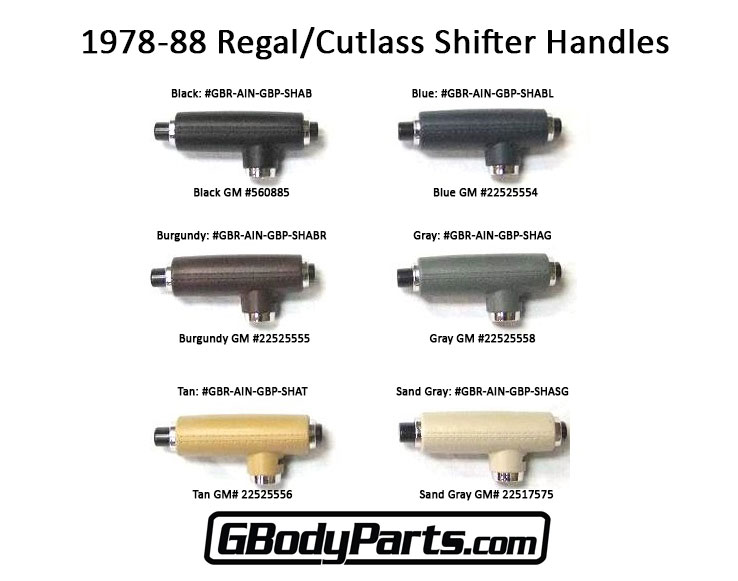 78-88 Olds Cutlass Complete Shifter handle assembly Tan