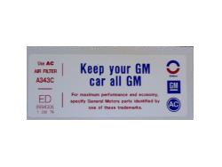 Chevrolet Air Cleaner Sticker