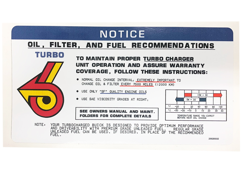 Turbo Regal Visor Label Starting Instructions Sticker Decal