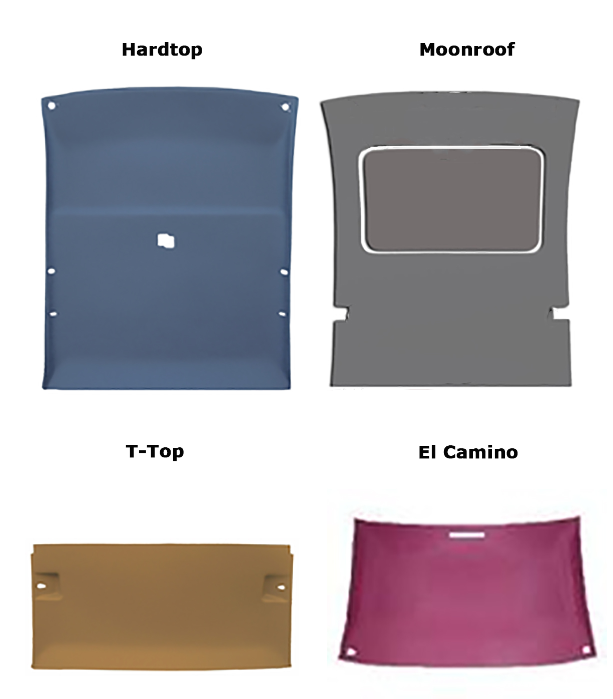 GBody ABS Hardtop, Moonroof, T-top, El Camino Headliner Board Uncovered