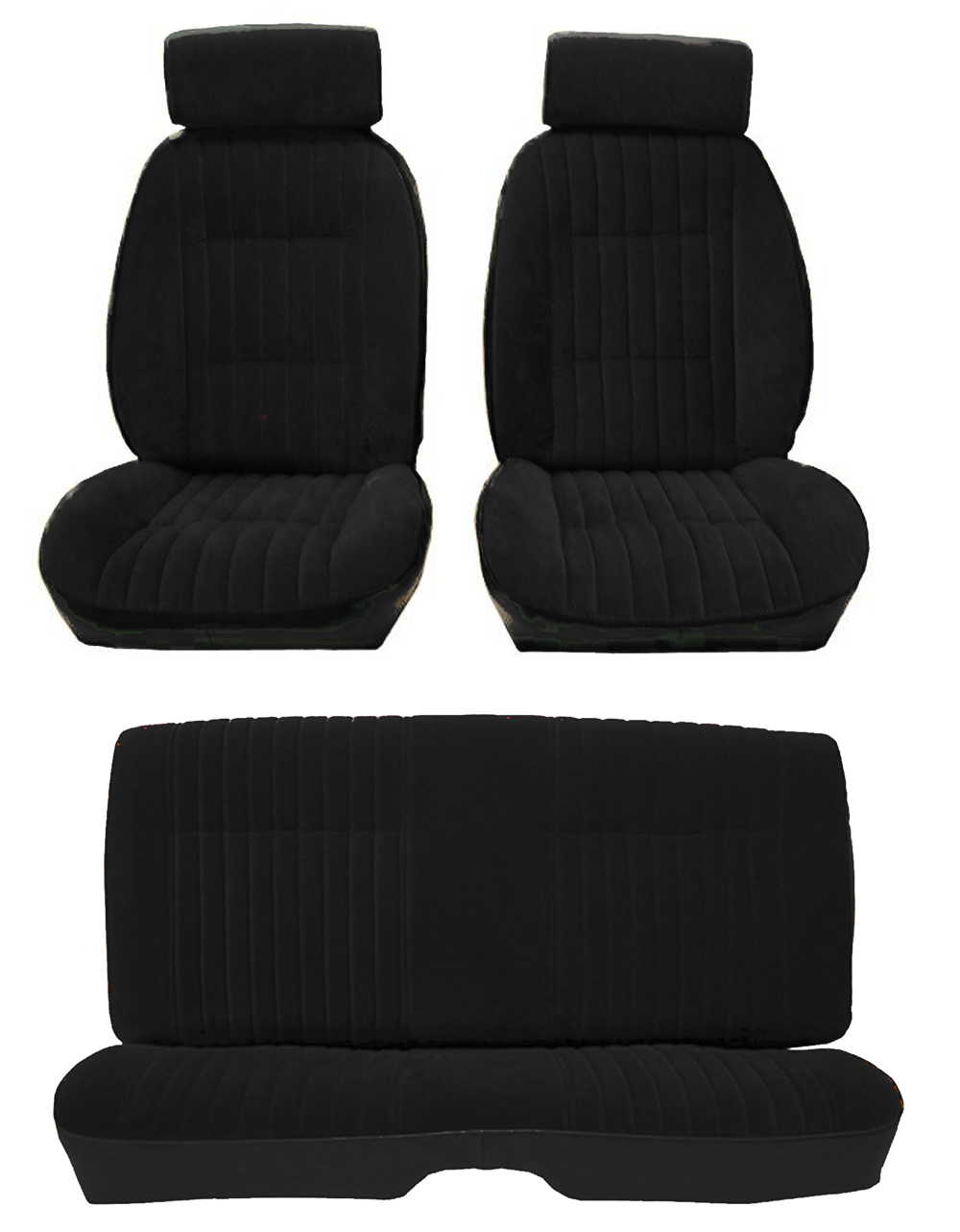 81-88 Monte Carlo SS Front Bucket and Rear Seat Covers Black Velour w/Vinyl Sides