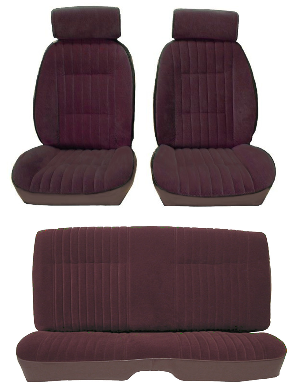 81-88 Monte Carlo SS Front Bucket and Rear Seat Covers Burgundy Vinyl