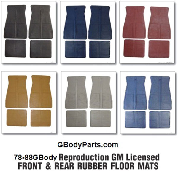78-88 GM Rubber Replacement Floor Mat Set