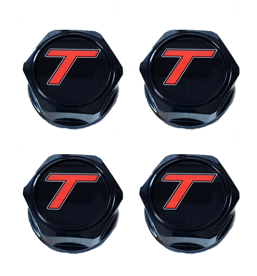 Turbo T Center Cap Inlay, with Hex Center Cap with Snap Ring, Set of 4