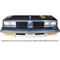 86 Cutlass 442 Grill Headlight Bezel Bumper and Fender Marker Light Front End Package Deal