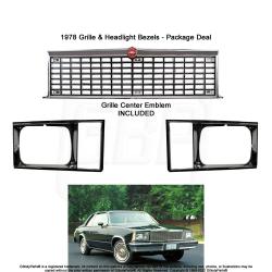 1978 Malibu El Camino Grille with Bowtie Emblem & Headlight Trim Bezel Set