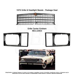 1979 Malibu El Camino Grille with Bowtie Emblem & Headlight Trim Bezel Set
