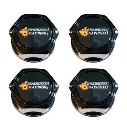 Grand National Logo Center Cap Inlay, Hex Center Cap Set with snap ring (set of 4)