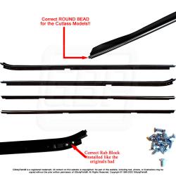 81-88 Cutlass H/O 442 Correct Round Bead OE Style Window Felt Dew Sweeps