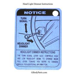 1978-92 Hazard/Headlight Dimmer Operation Tag