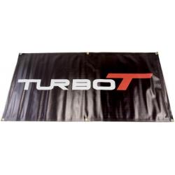 Turbo T premium 13 oz vinyl banner 4 FT x 2 FT Black with red lettering