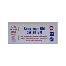 Chevrolet Air Cleaner Sticker