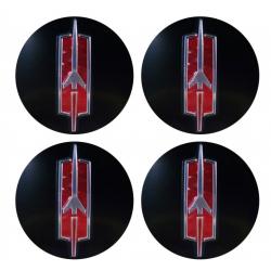Cutlass Center Cap Inlay Silver/Red on Black