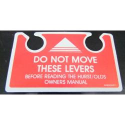Lightning Rod Hurst Olds Shifter Warning Label Decal