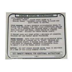 Monte Carlo SS Engine Starting Instruction Visor Sticker Decal