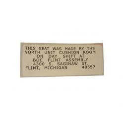 Turbo Buick Driver Side Rear Ash Tray Sticker Label Decal