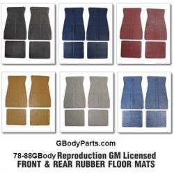 78-88 GM Rubber Replacement Floor Mat Set