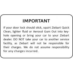 Ziebart Door Lock Decal Sticker