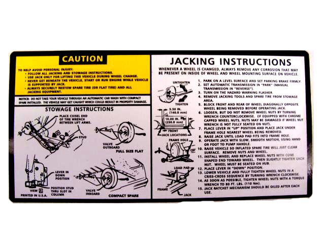 Trunk Jack Instructions Sticker Label Decal Trunk Jack Instructions Sticker Label Decal